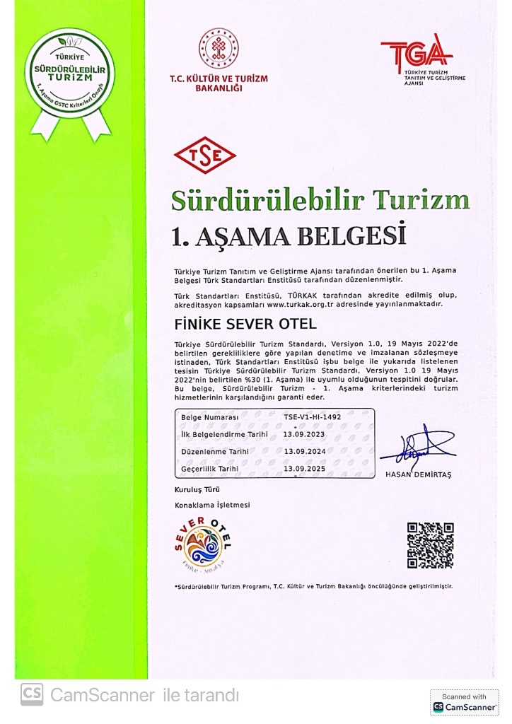 1 YILDIZLI TURİZM İŞLETME BELGESİ VE SÜRDÜREBİLİR TURİZM
